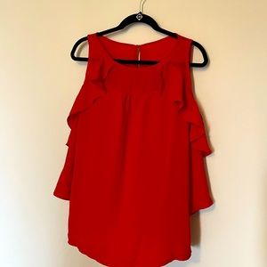 Red cold shoulder blouse